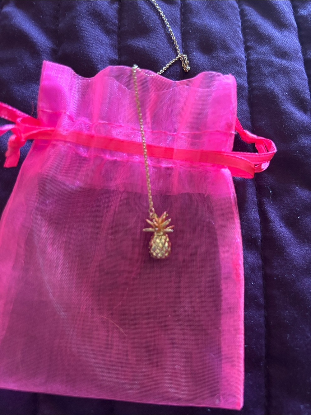 Gold Pineapple Pendant Necklace - Women's Accessory